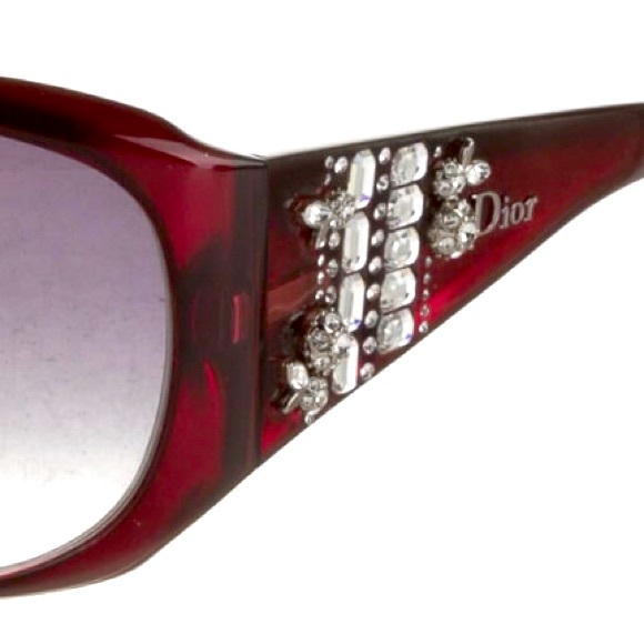 Dior Limited Red Swarovski Crystals Oval Gradient Lens Acetate Sunglasses - Picture 1 of 14